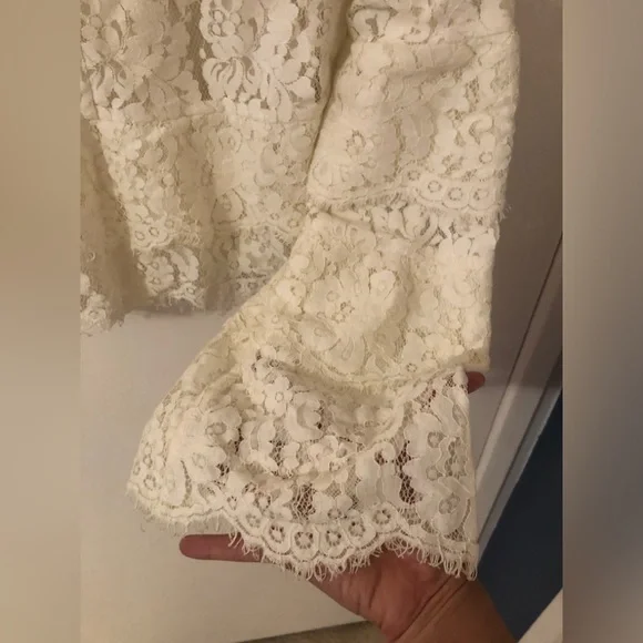 Robert Rodriguez Ivory Lace Tie-Neck Long Bell Sleeve Boho off White Blouse xs - Picture 9 of 11